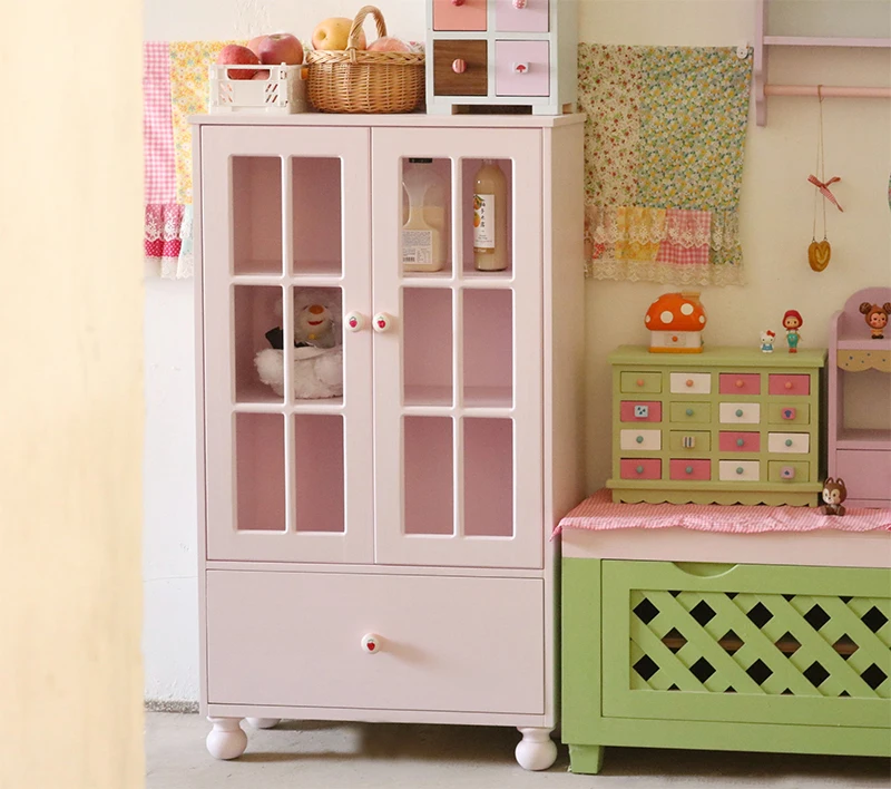 

"Pink Bubble" Homemade Side Cabinet Cup Saucer Display Cabinet Comic Glass Fairy Tale Baby Light Pink