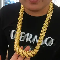 Simulation Color 18K Gold Real 24K Gold Necklace Men's Thick Thailand Chain Men's Real Gold Necklace Yellow Gold Domineering
