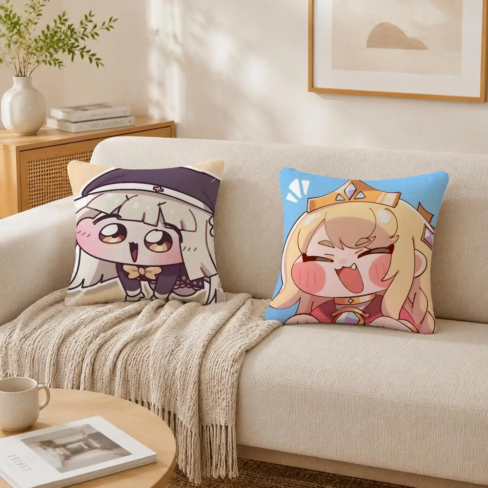 Video Game T-Trickcal Chibi Go Cushion Cover Plush Decorative Pillow Case With Hidden Zipper Cutecore Room Decor For Home