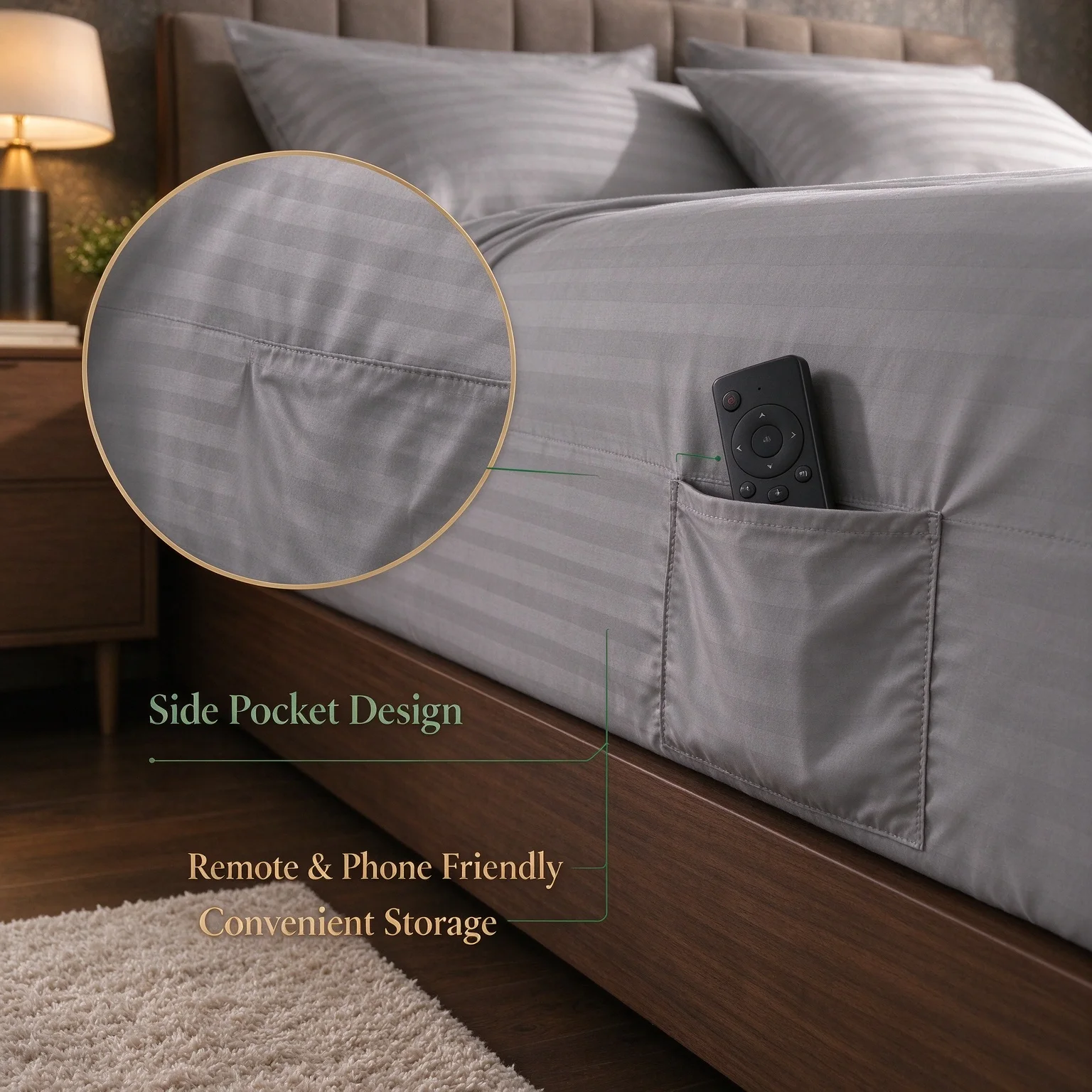 1500 Thread Count 4-Piece Stripe Bedding Set, Elegant Comfort Silky Soft Bed Sheets, Deep Pocket Design, Wrinkle-Free, Includes Fitted Sheet, Flat Sheet & Pillowcases, Multiple Sizes Available