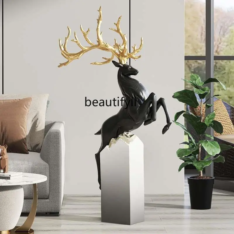 

High-End Entry Lux Deer Floor Ornaments Living Room TV Cabinet next to Large Home Decorations