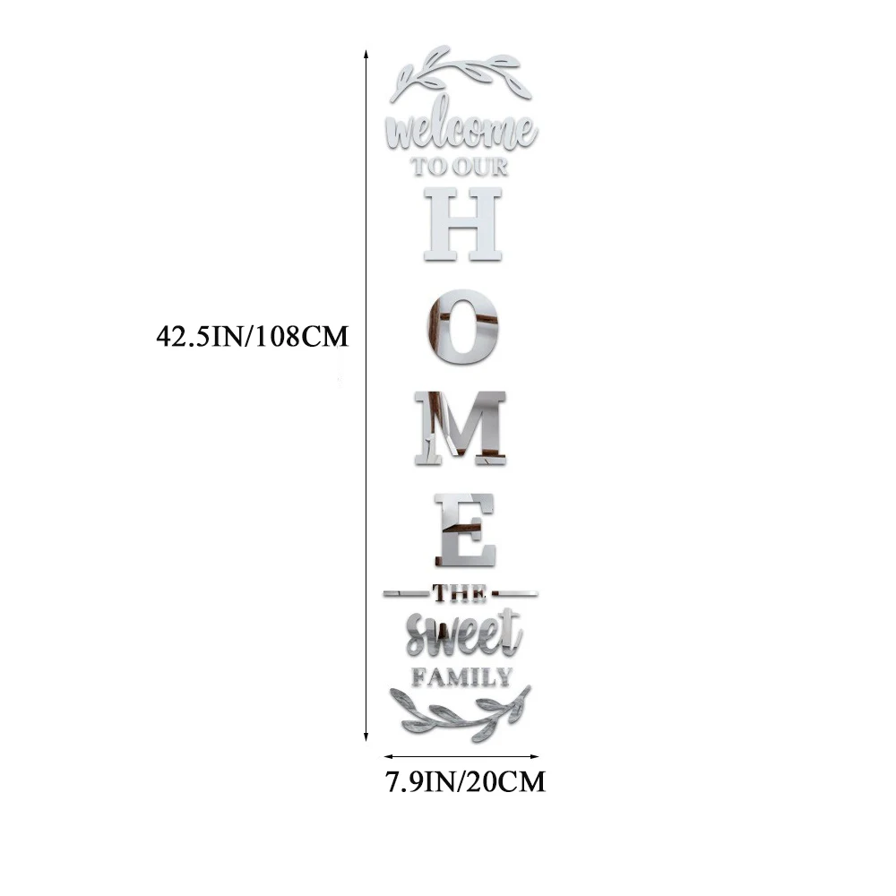 Autocollant mural miroir 3D avec Logo familial pour la maison, décoration d'entrée, salon, chambre à