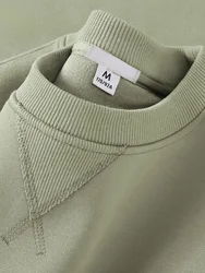 Unisex round Neck Sweatshirt Pure Color American Casual Outerwear Spring Autumn Men's Fashion Comfortable Cotton Polyester