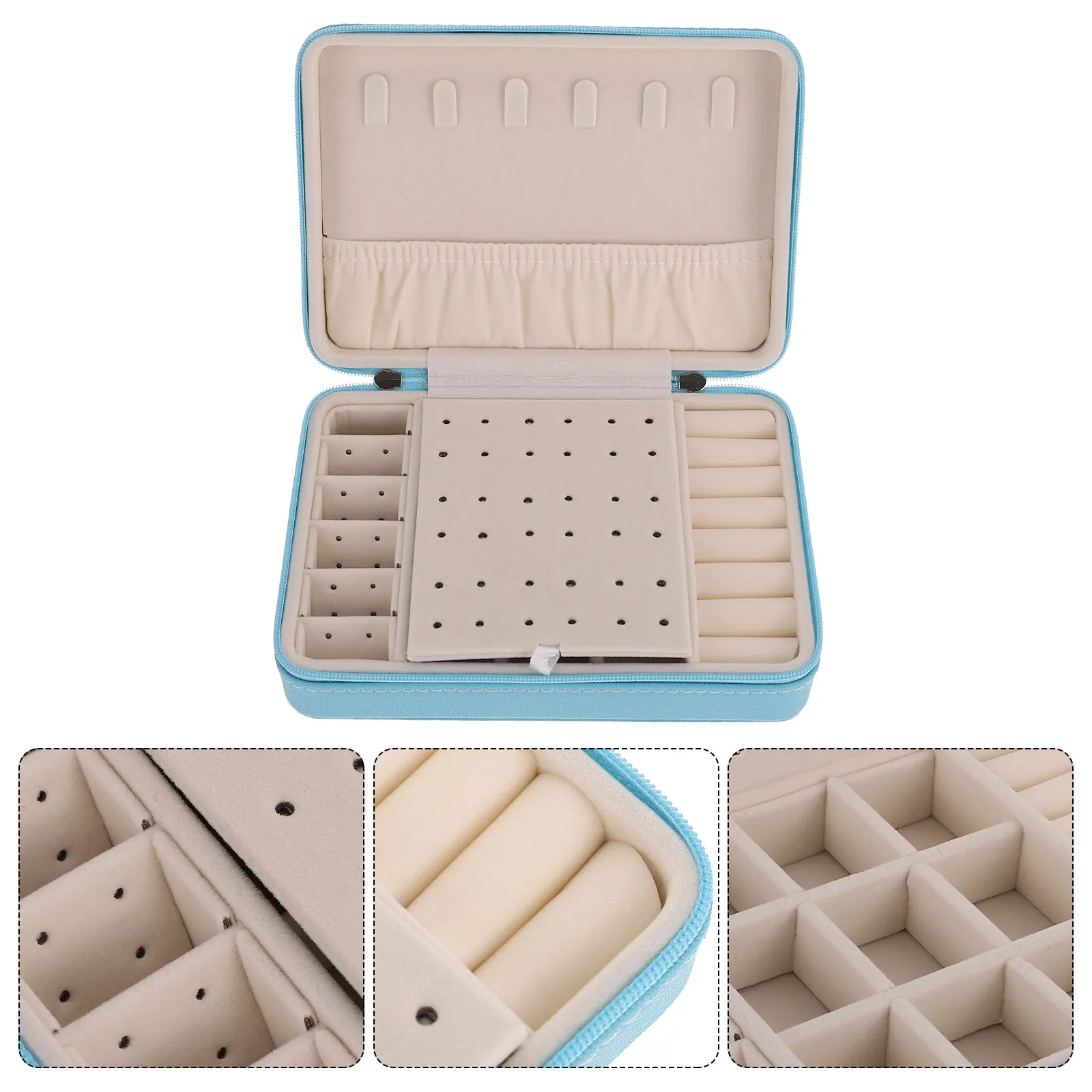

Portable Jewelry Organizer Storage Case Travel Box for Necklaces Earrings Rings Bracelets with Compartments and Mirror Jewelry