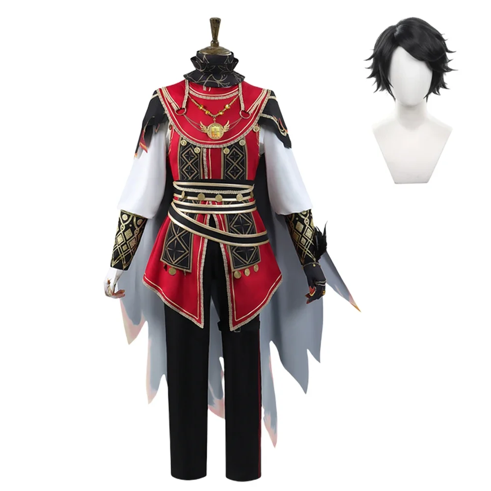 Norton Campbell Cosplay Game Identity V Prospector Costume Wig Red Uniform Suit Halloween Party Royal Clothing for Man