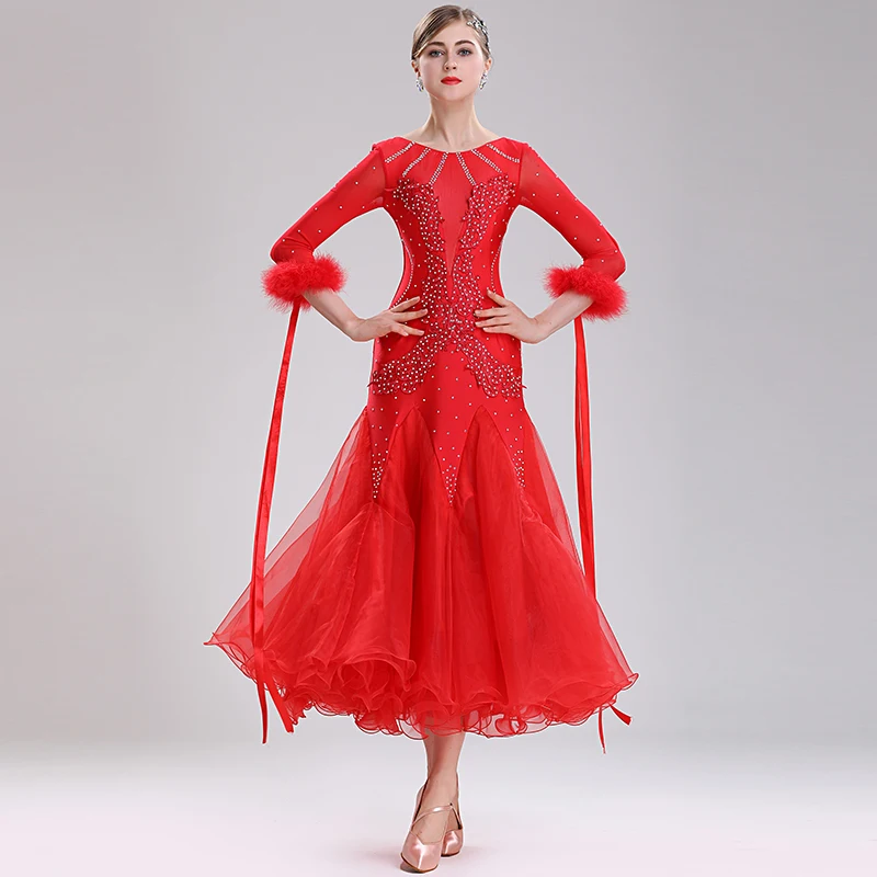 Robe de danse moderne personnalisée, grande jupe pivotante pour spectacle de valse, jupe Standard nationale haut de gamme, vêtements de danse sociale