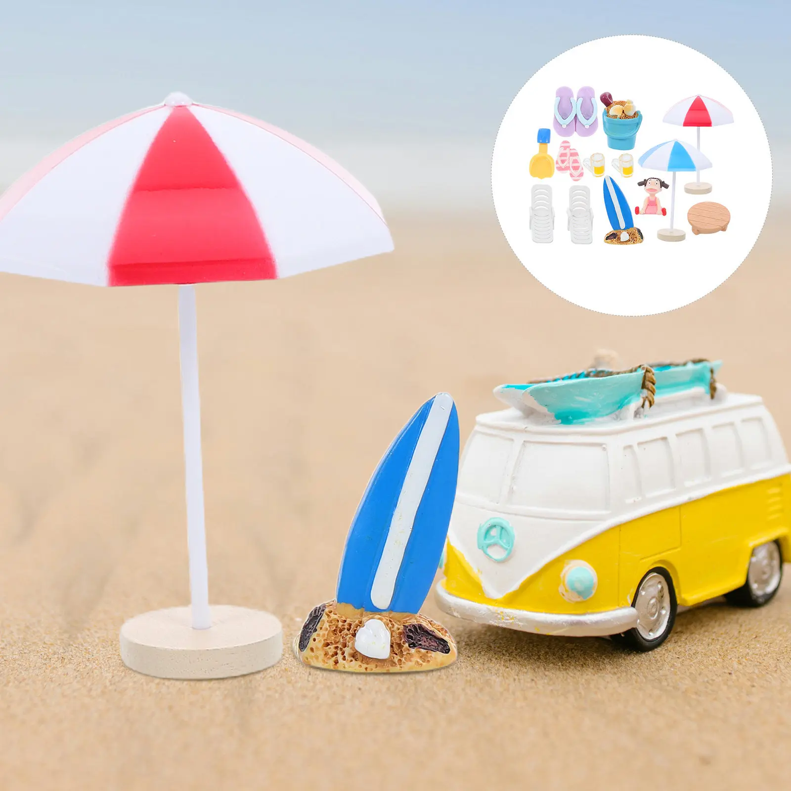 

13Pcs Miniature Beach Decoration Resin Plastic Summer Dollhouse Accessories DIY Micro Landscape Decor Kits