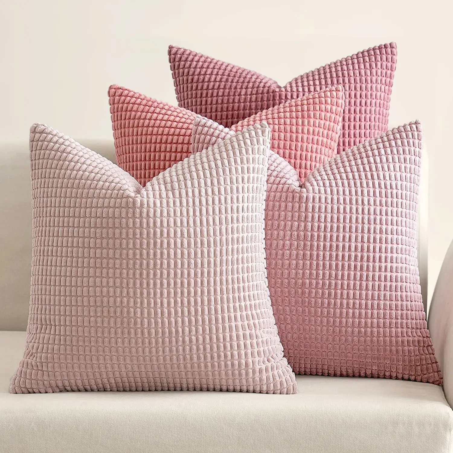 

Aesthetic Pink Home Decor Pillow Covers 18X18 H Set Of 4 Romantic Sweet Soft Throw Pillows Coquette Room Decor Corduroy Couch