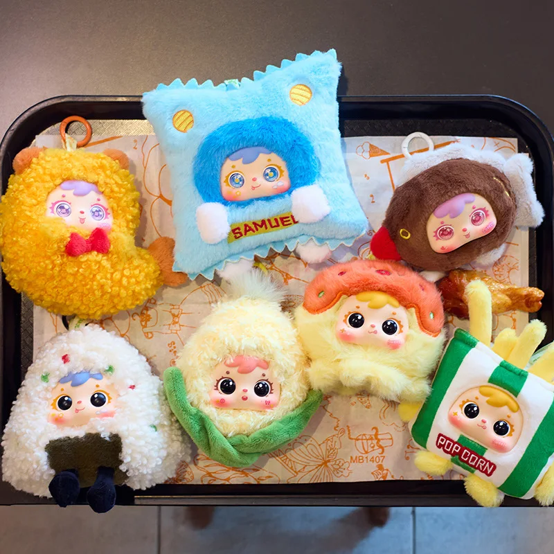 Drei kleine frittierte Garnelen Reis- und Gemüserolle Plüsch-Blindbox kreative süße Cartoon-Puppe Überraschung Weihnachtsgeschenk Blindbox