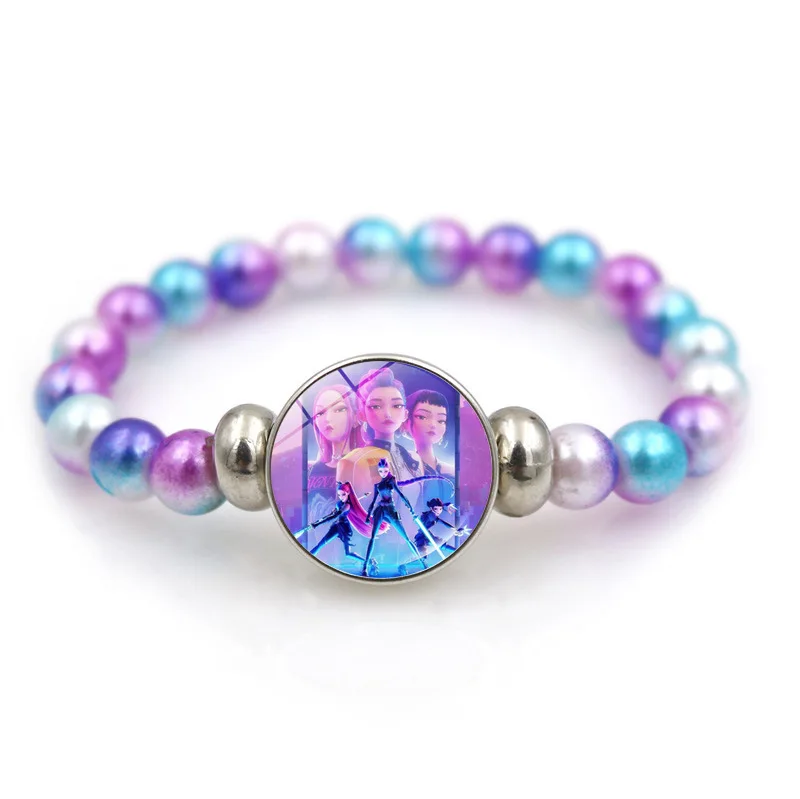 KPop Demon Hunters Bracelets for Girls, Huntrix Girls Fashion Beaded Wristbands with Cartoon Figures Jewelry Accessories