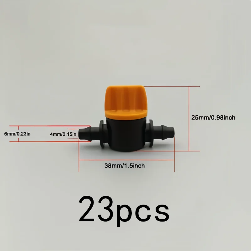 23Pcs 4mm Tube Double Barbed Valves, Flow Switch for Aquarium, Hydroponics, Drip Irrigation & Fish Tank Filter