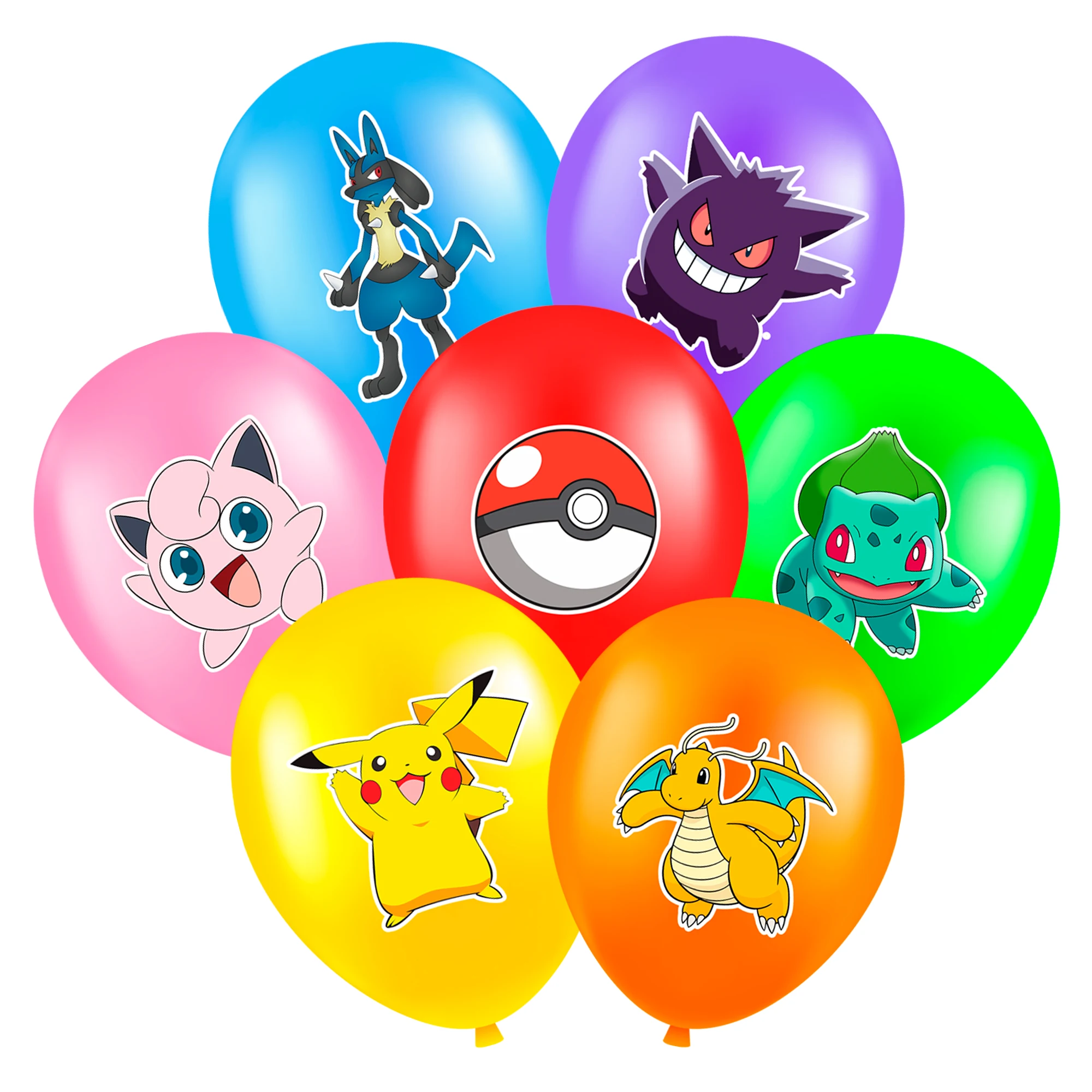 28 Stück Pokemon-Partyballons, Pokemon-Geburtstagsballons für Pokemon-Geburtstagsparty-Zubehör, einschließlich 7 Stilen und Mustern, perfekt für Pokemon-Partydekorationen,