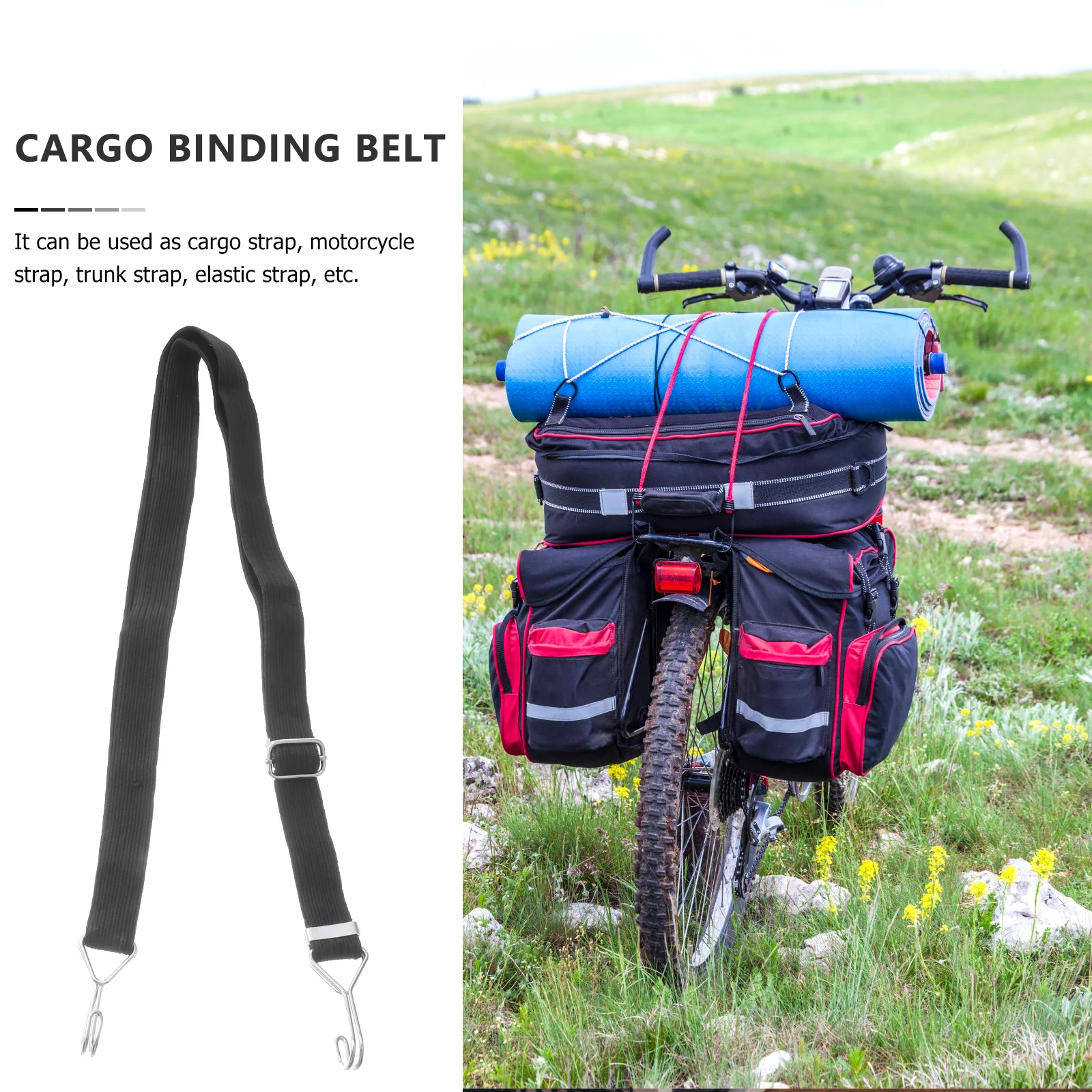 

4pcs Luggage Rope Binding Strap Adjustable Flat Bungee Cord For Motorcycle Bike Cargo Transport Elastic Tie Down Camping Hiking