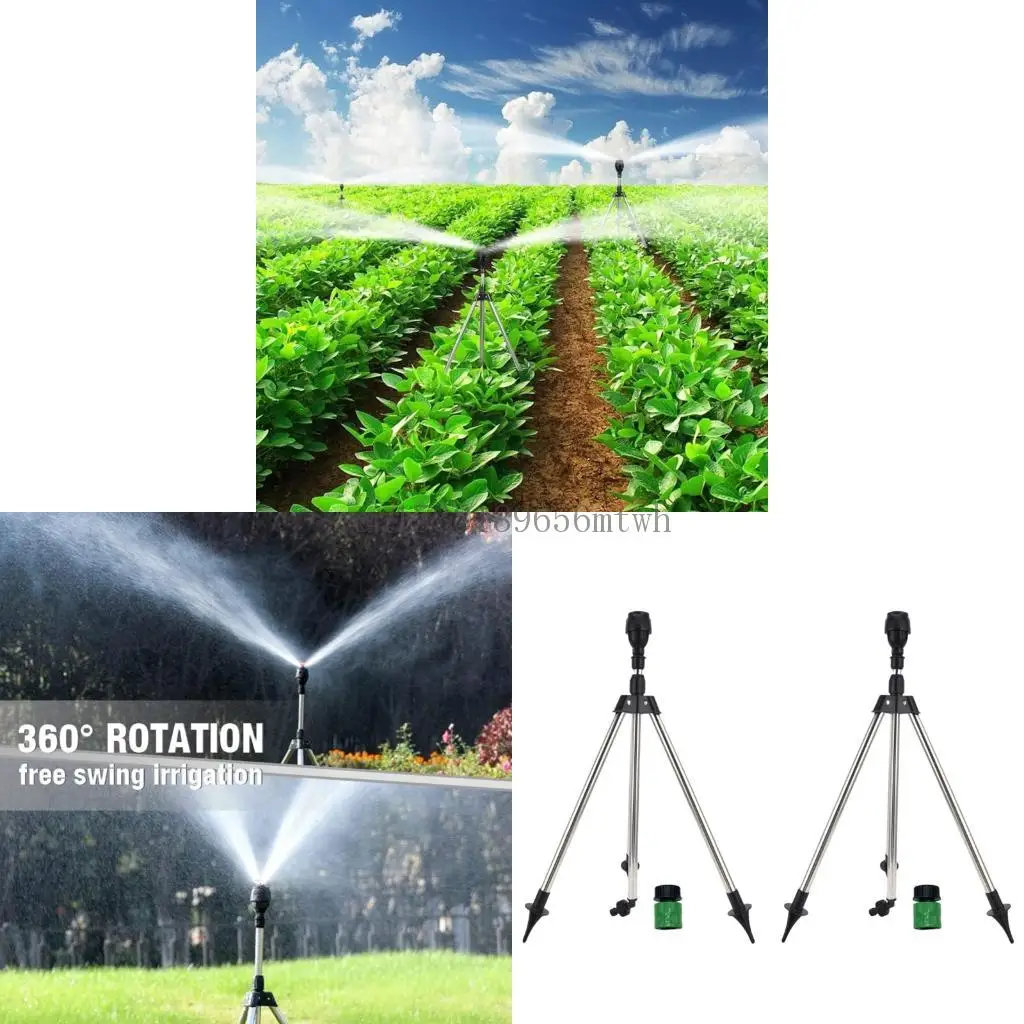 

2PCS Stainless Steel Automatic Rotating Garden Sprinkler 360 Degree Adjustable B03D
