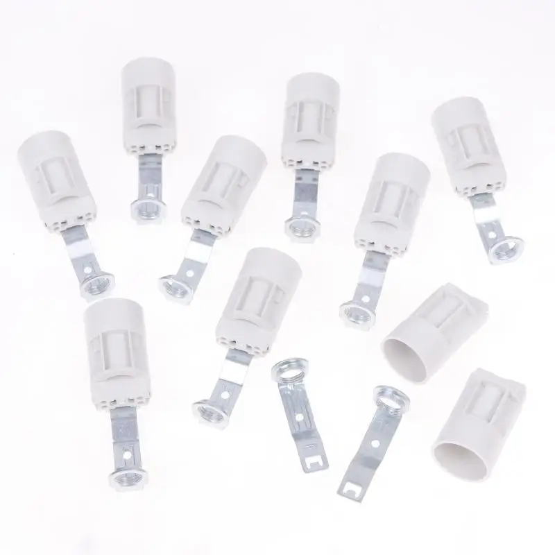 10Pcs Practical Light Bulb Sockets E14 Bracket Lamp Holder Lighting Base Zinc Alloy Sockets Bulb Holder With Bracket