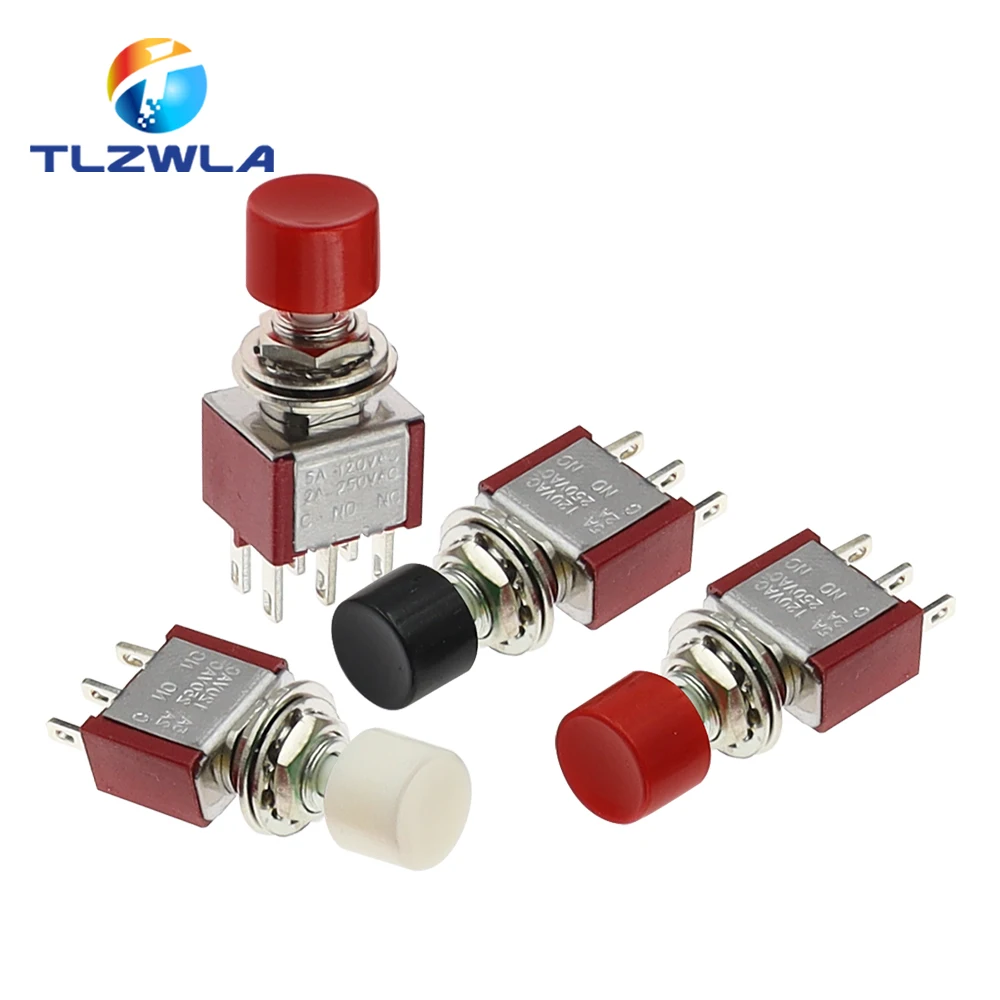 5PCS 3Pin C-NO-NC 6MM Mini Momentary Automatic return Push Button Switch ON-(ON) 2A 250VAC/5A 120VAC