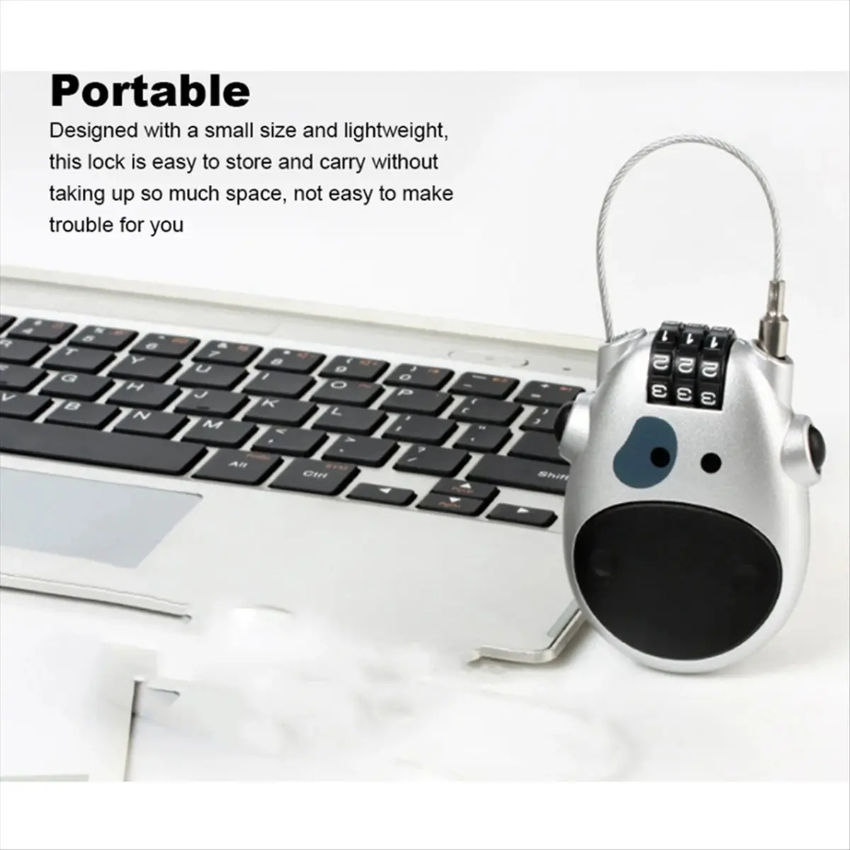 Compatible Telescopic Coded Lock Cartoon Cow Lock with Retractable Steel Cable Steel Cable Password Lock Accessory