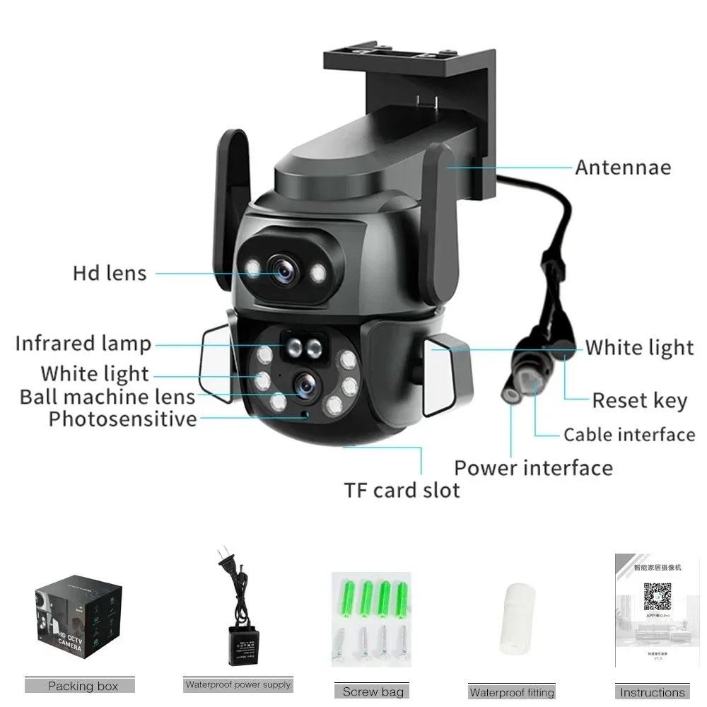 Imagem -06 - Câmera de Rastreamento Automático do Corpo ai 4k 8mp Wifi Ptz Tela Dupla Binocular Cctv Alexa Segurança Inteligente Ip66 Monitoramento Tuya mm