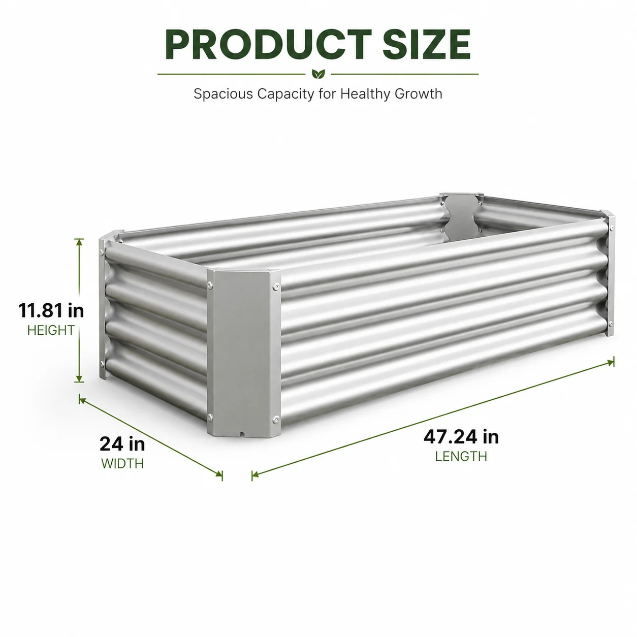 Metal Raised Garden Bed Outdoor Rectangle Raised Planter Open Bottom Design Planter Bed for Growing Vegetables Silver