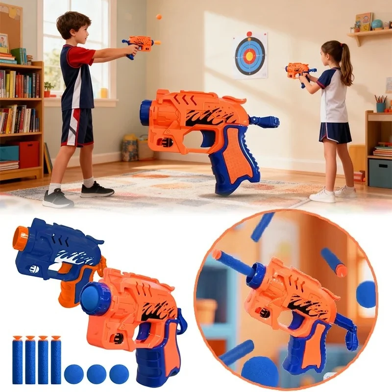 Pistola giocattolo 2 in 1 con proiettile morbido, doppia schiuma, lanciatore di freccette e palline in plastica, gioco interattivo genitore-figlio e amici, regalo sicuro per i bambini