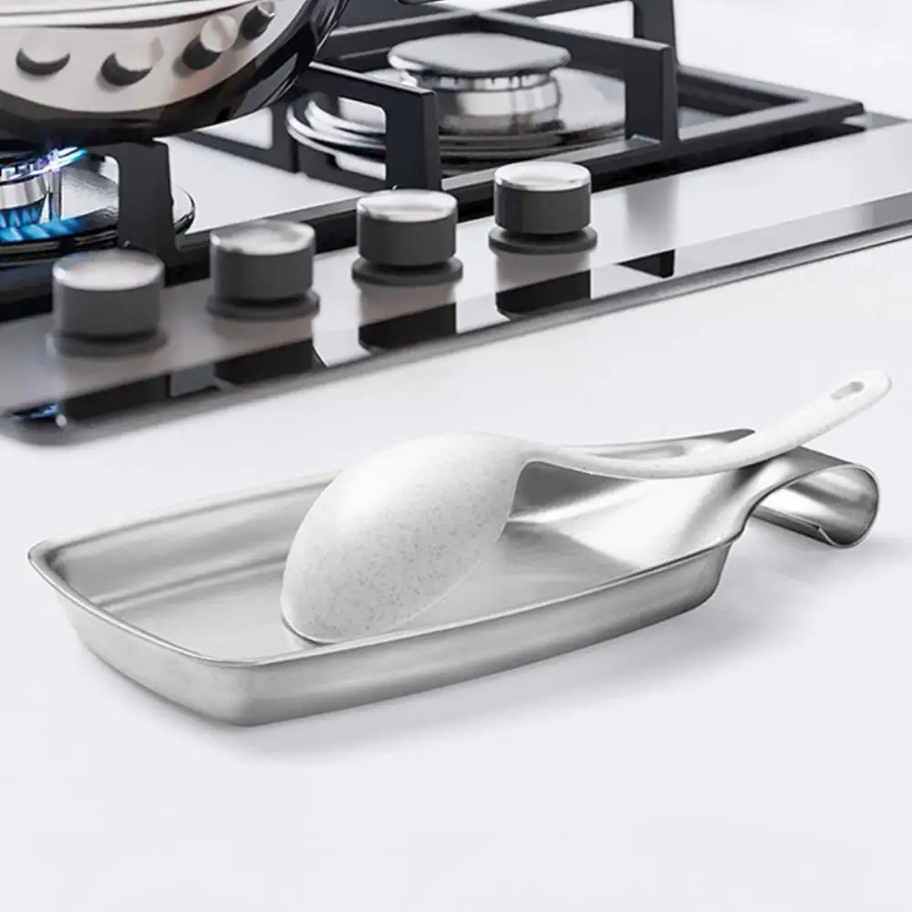 Tableware Spoon Rest Holder Cooking Support Creative Household Kitchen Accessories Shelf Tray 304 Stainless Steel Rice Spoon Put