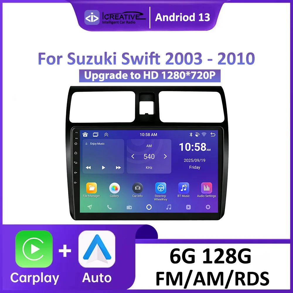 Android 13 Auto Radio For Suzuki Swift 2003-2010 Car Multimedia Player Navigation GPS Stereo Wireless Carplay 2 Din BT Head Unit
