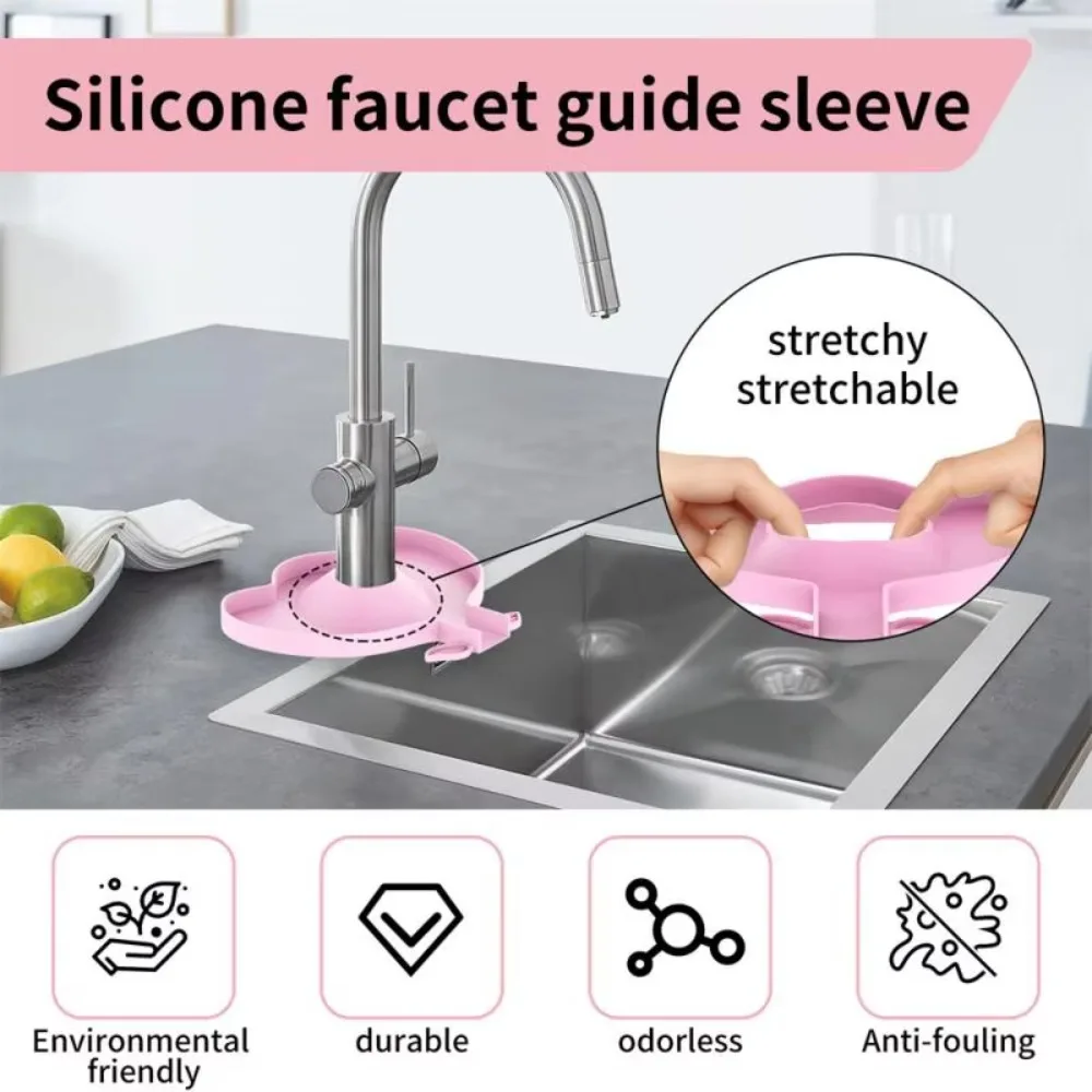 Cute Flower Shape Silicone Faucet Mat Countertop Protector Washable Water Drain Pad Splash-proof Sink Splash Pad Kitchen
