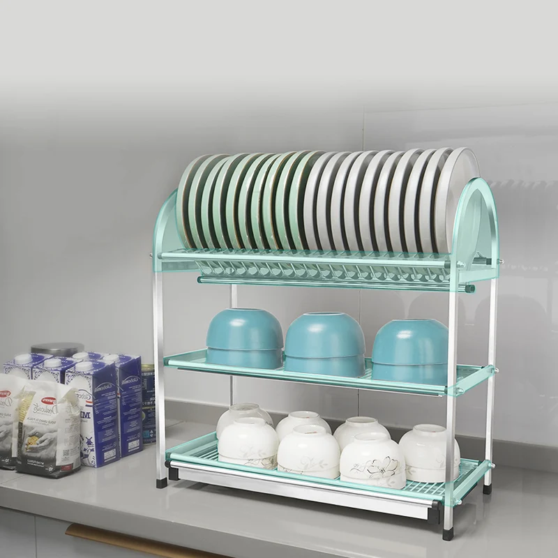 Kitchen Storage Rack Dish Bowl Cup Drying Storage Holder Stainless Steel Three Layer Dish Drying Rack