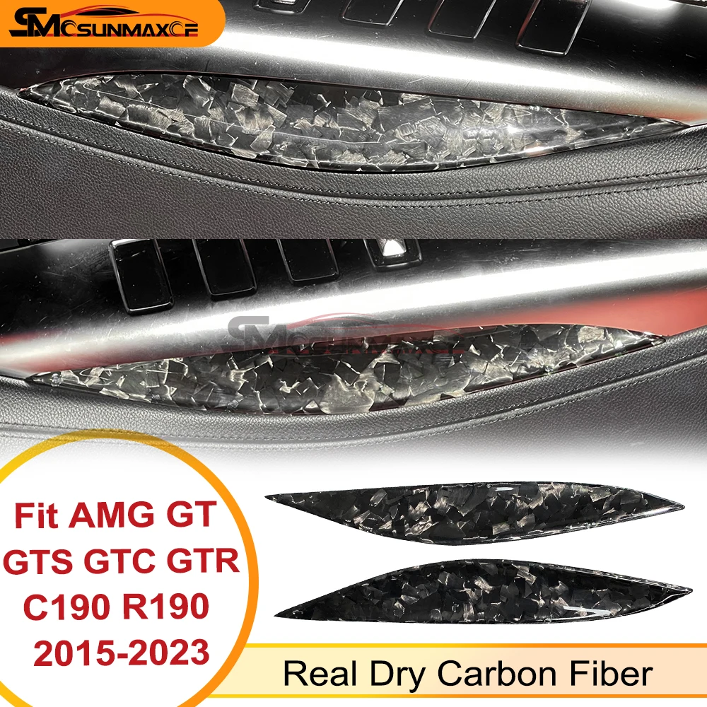 For Benz AMG GT C190 R190 GTC GTS GTR 2Doors 2015-2023 Real Dry Carbon Fiber Center Side Strip Sticker Car Interior Accessories