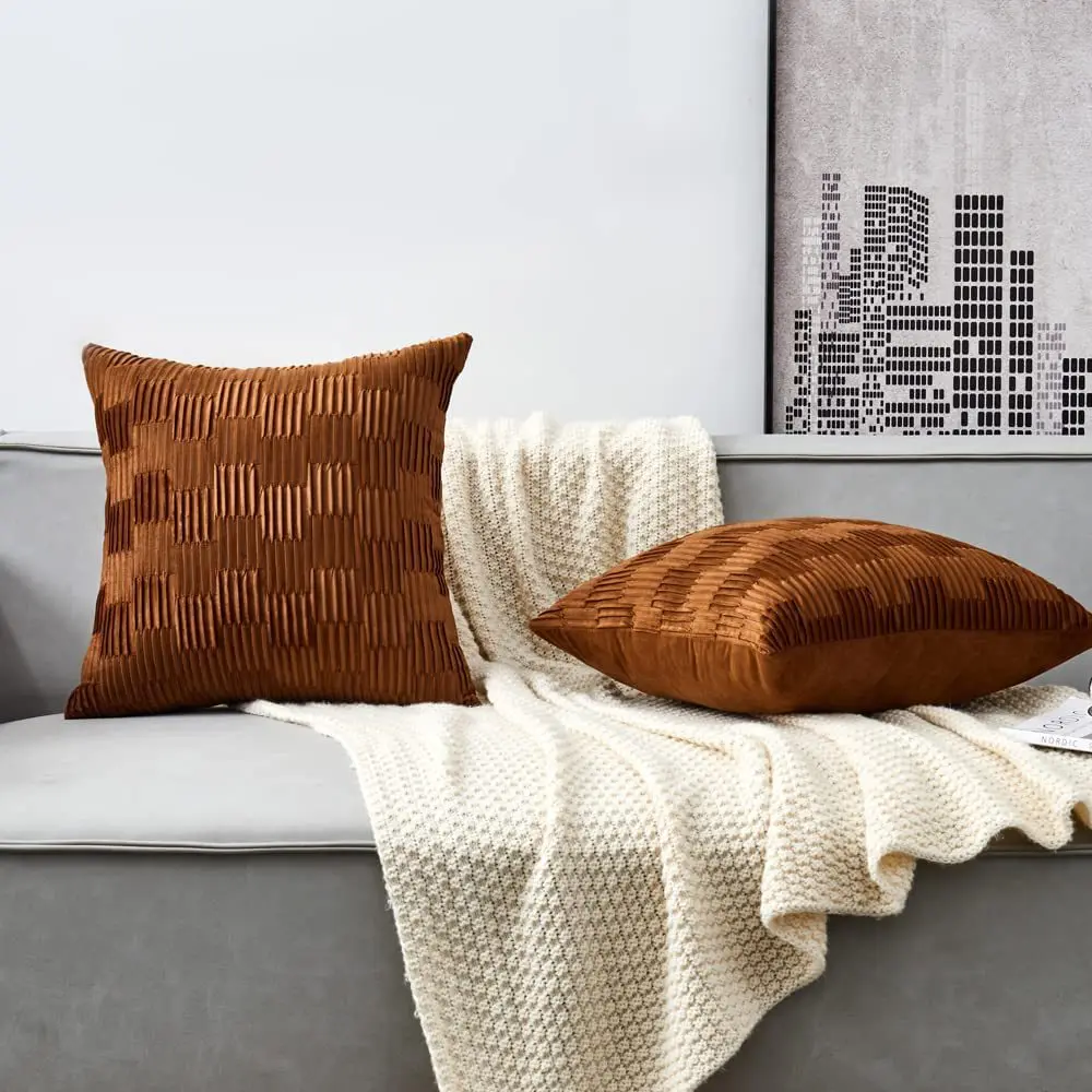 Nordic Style Velvet Pillow Cover Sofa Couch Cushion Case Simple Living Room Backrest Pad Cream White Folded Ins Trend Home Decor