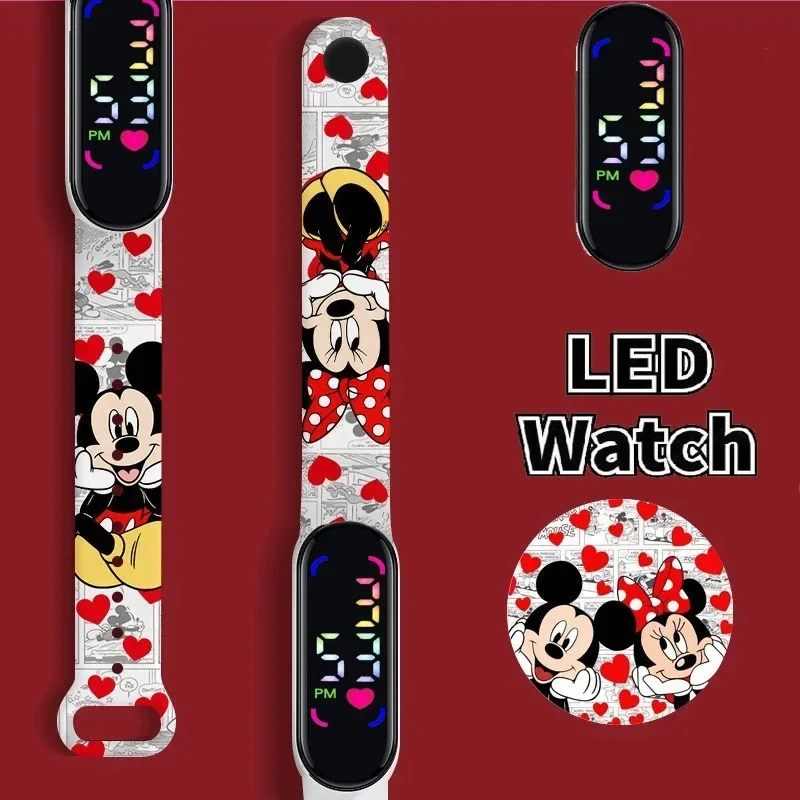 Disney Mickey Minnie children\'s  Cartoon Anime Character Luminous Bracelet Watch LED Touch Waterproof Sports kids gifts watch