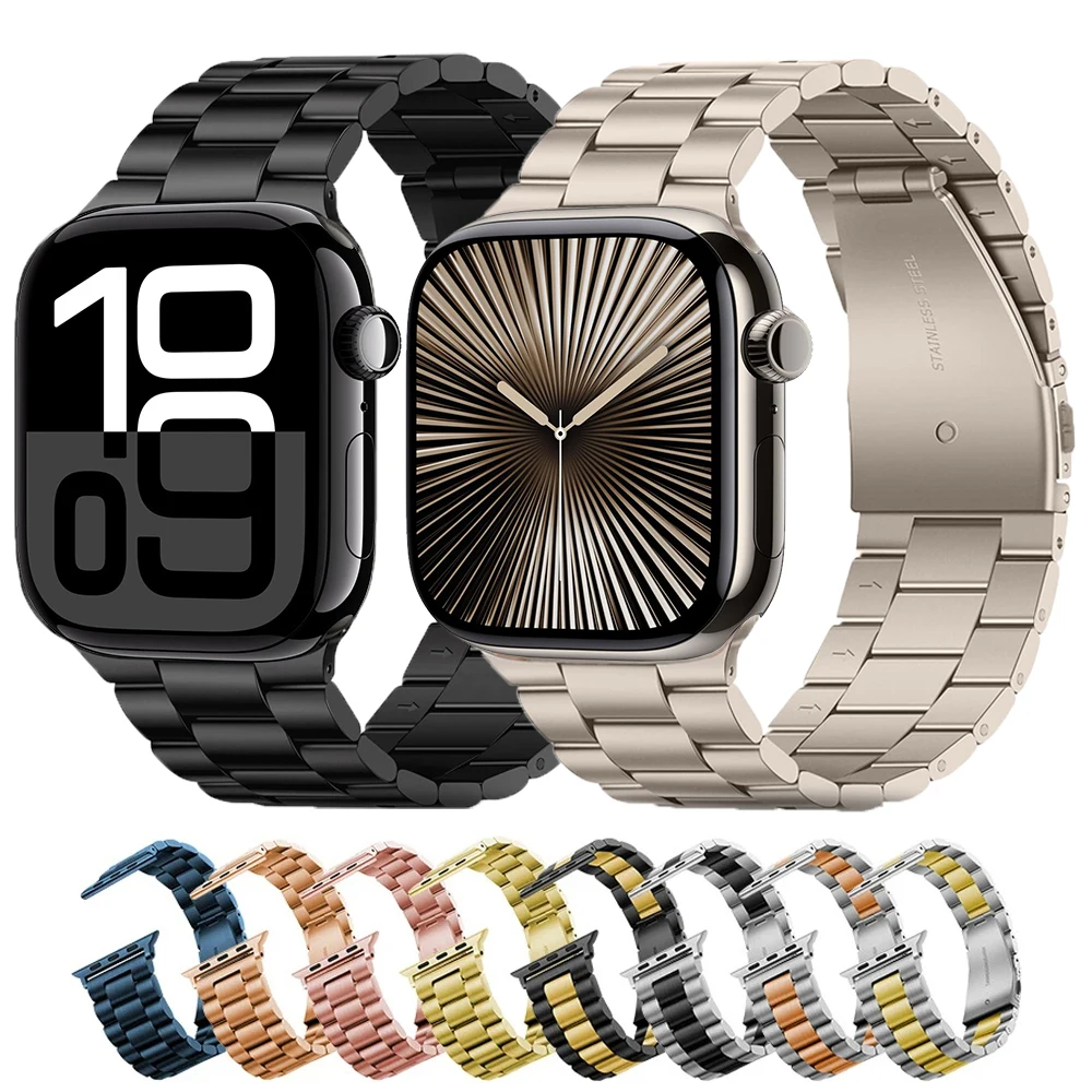 Pasek ze stali nierdzewnej do Apple Watch 46mm Ultra 49mm Metalowa bransoleta do iWatch 11 10 9 8 5 SE 42mm Biznesowy pasek do zegarka