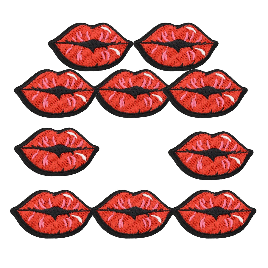 10pcs French kiss badges patches for clothing iron embroidered patch applique iron sew on patches sewing accessories for clothes