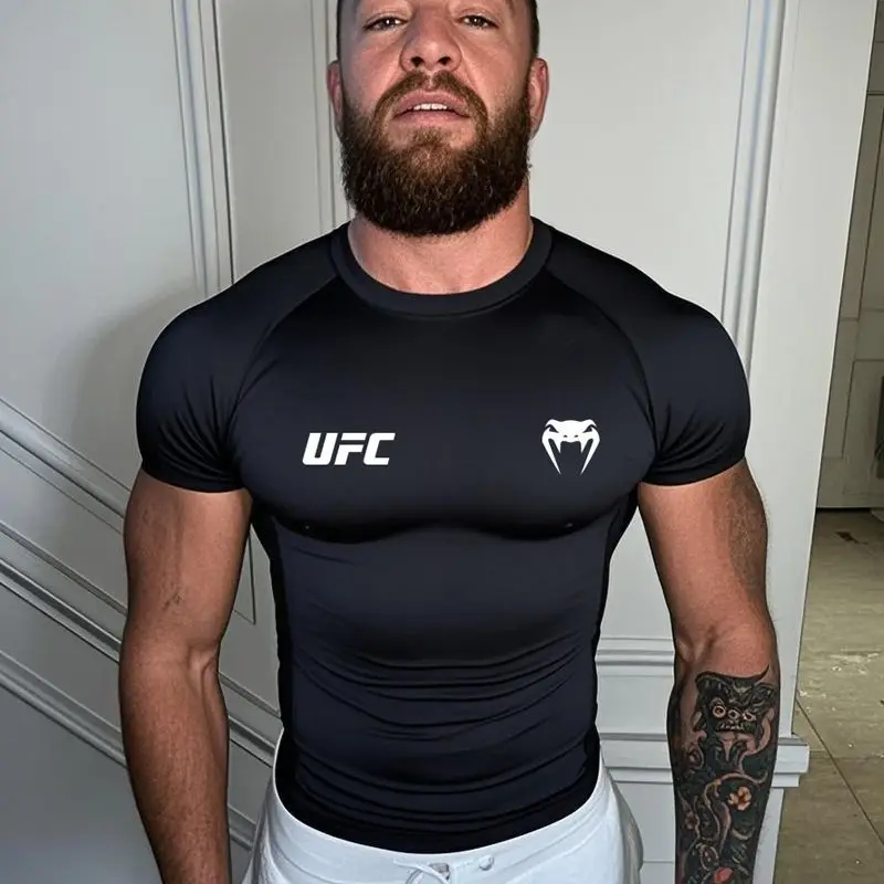 UFC Rash Guard Compression Shirt Boxing Sanda MMA Muay Thai BJJ Grappling Quick Dry Training Fashion