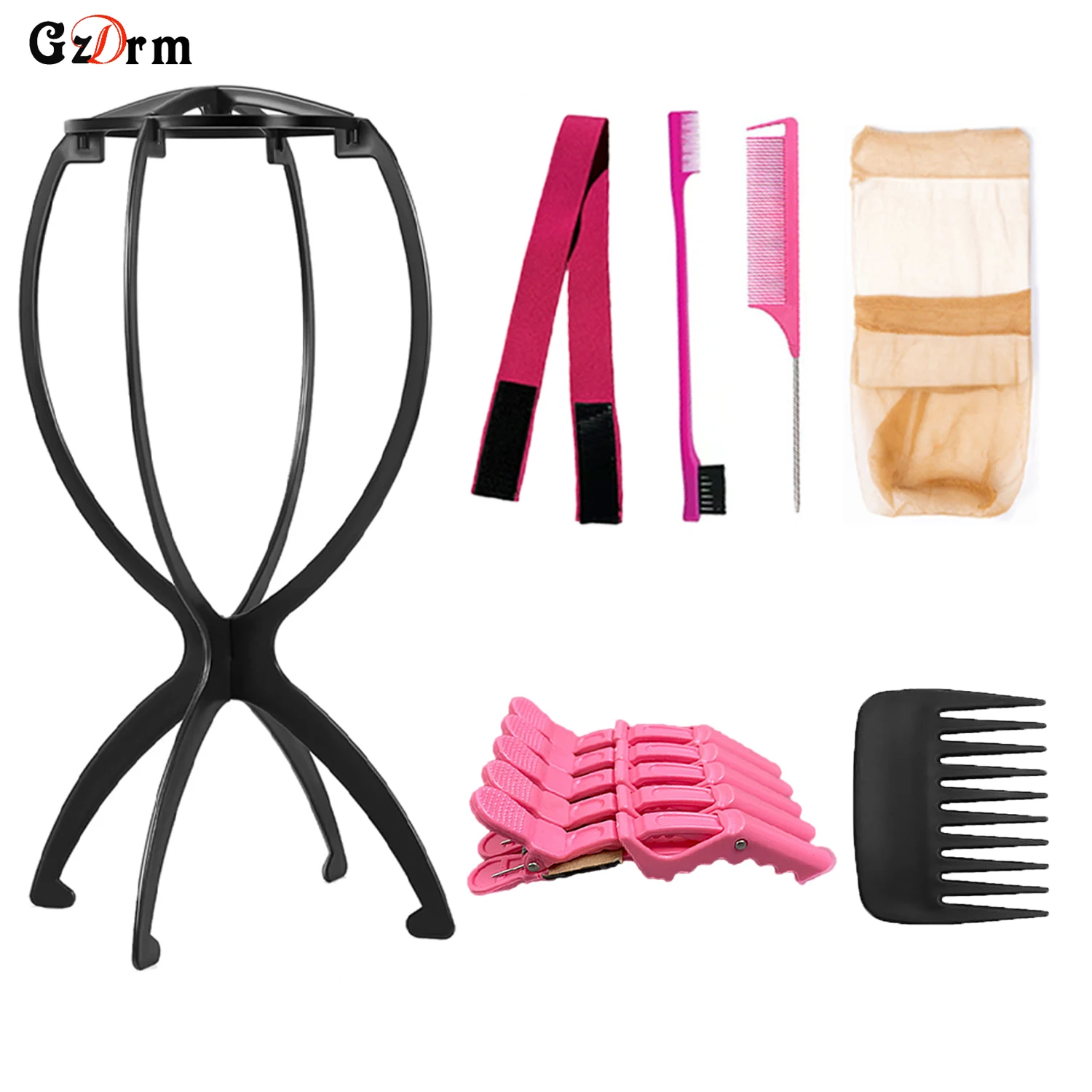 Wig Head Stand with Wig Brush Comb, Travel Wig Holder Comb Set for for Women Multiple Wigs