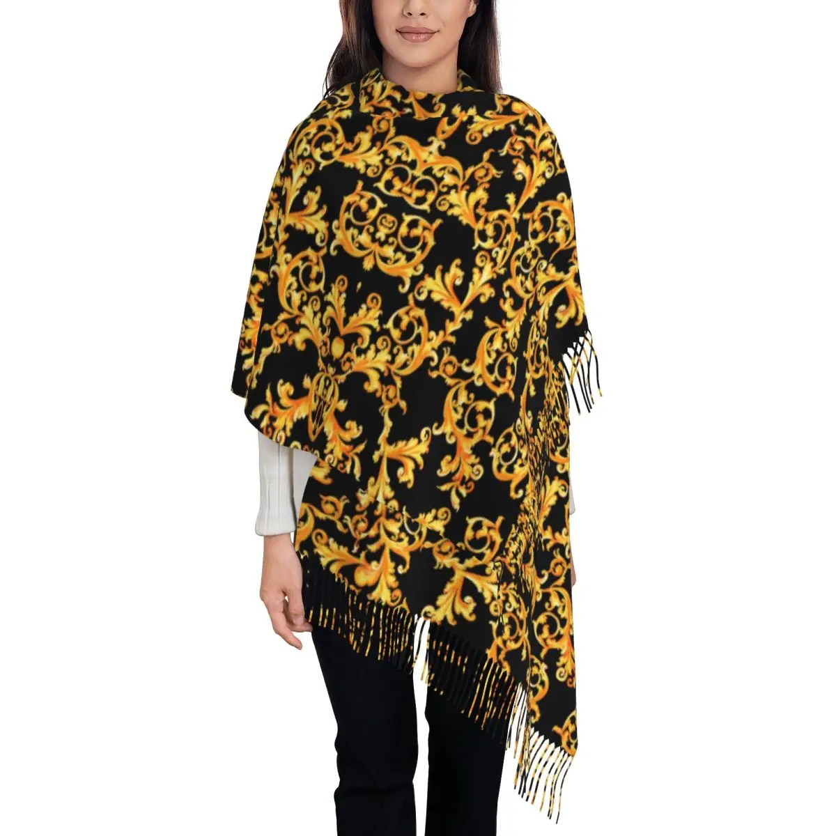

Стильный роскошный европейский шарф с кисточками и цветочным узором, женский зимне-осенний теплый платок, женские шарфы в стиле барокко, викторианское искусство
