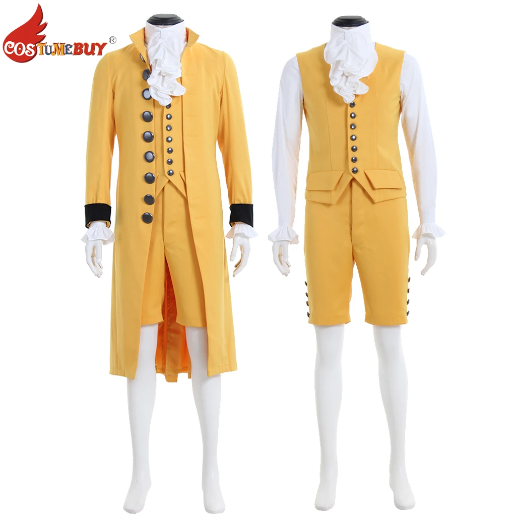 

19th Century Men's Yellow Suit Musical Movie Aristocrat Costume Party Prom Adult Gentleman Dress with Coat Vest Pants Shirt Tie