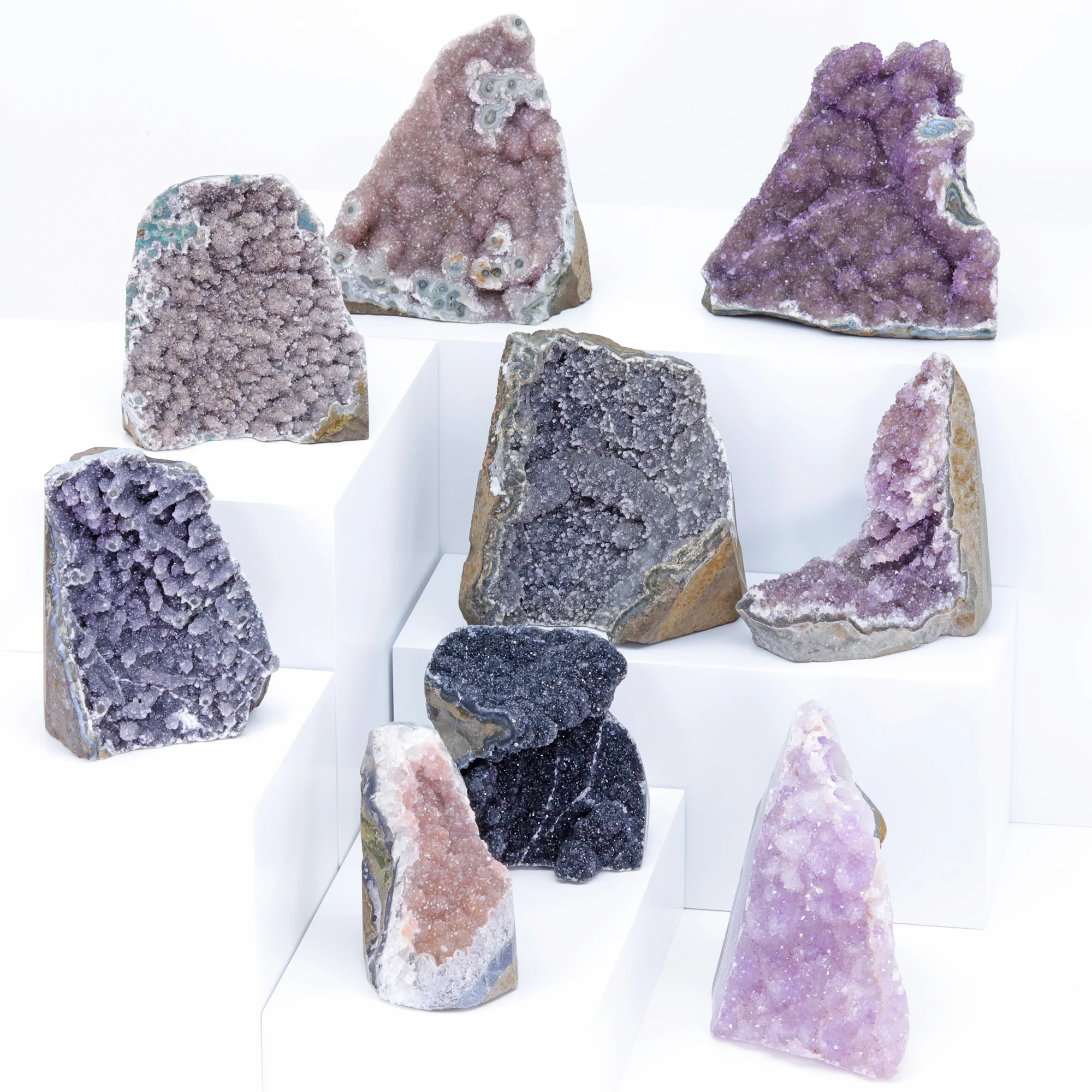 Natural Amethyst Geode Granulated Sugar Candy Crystal Citrine Chorite Quartz Cluster Specimen Energy Healing Gift Wholesale