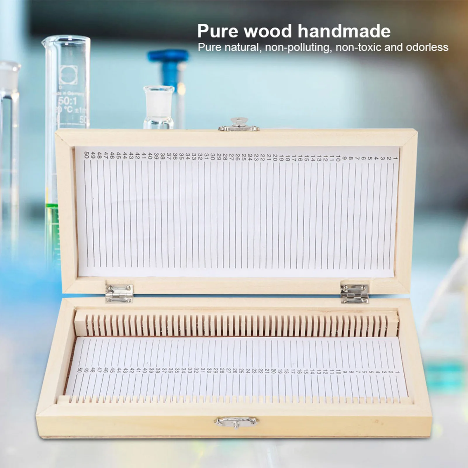 

Biology Glass Prepared Microscope Slides Specimens Wooden Slide Storage Box Case Microscope Slide Box Specimens Slide Box