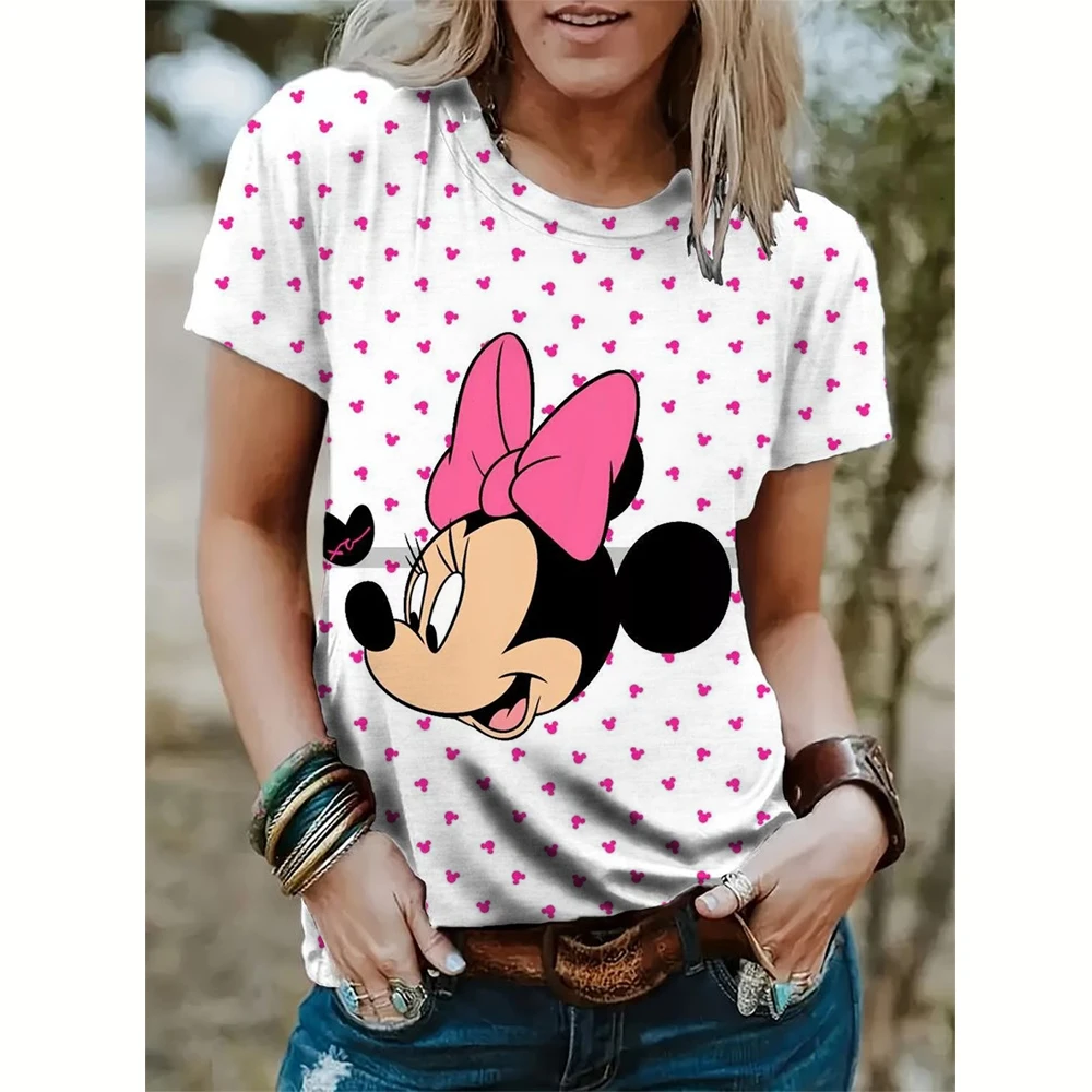 Summer New Women's Fashion T-shirt Plus Size Shirt Tops Disney Mickey Mouse Print Casual T Shirt Regular Street Femmes Wear ﻿