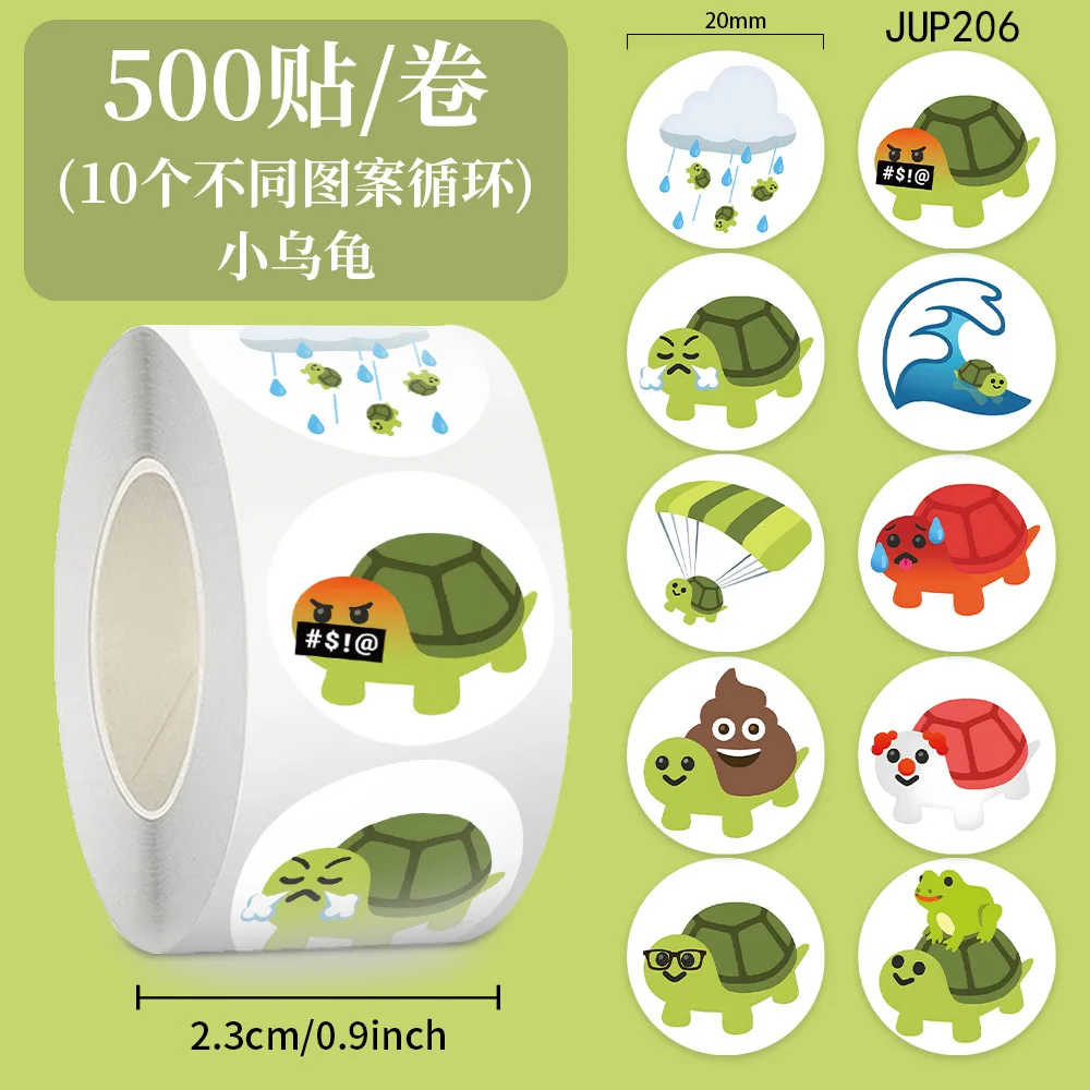 

500pcs/Roll Cartoon Cute Little Turtle Roll Graffiti Sticker DIY PVC Laptop Decals Decoration Stickers Reward Kids Toys Gifts