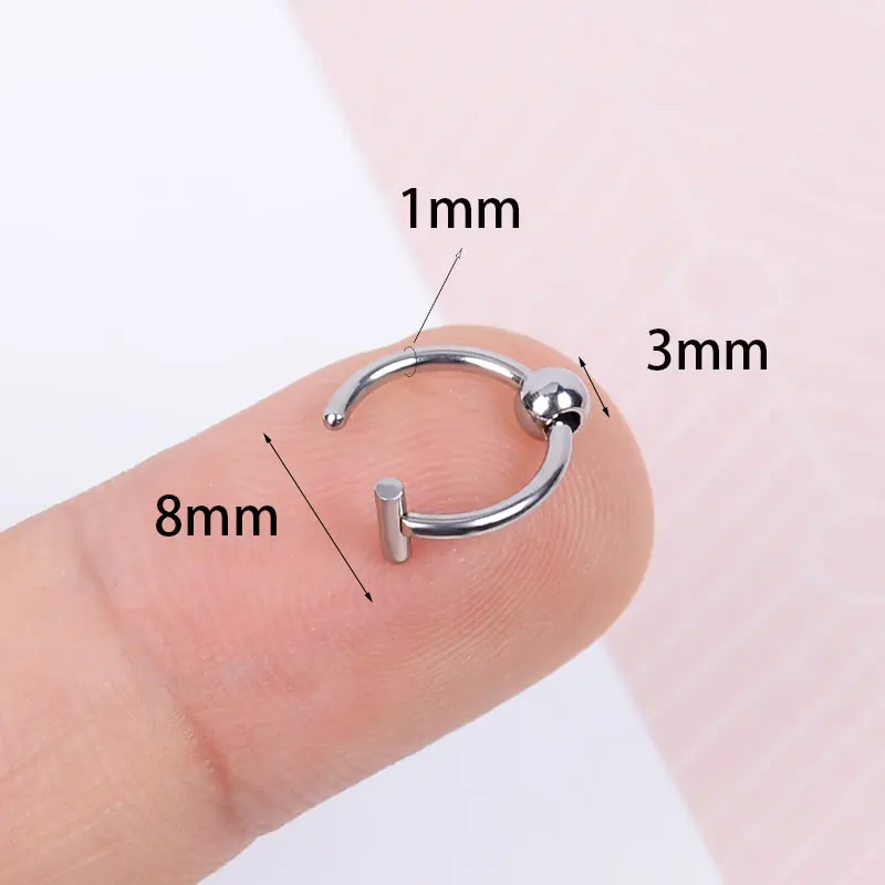 2PC Women Lip Ring Fake Piercing Stainless Steel Nose Rings Septum Piercing Clip on Mouth Non Piercing Punk Cuff Hoop Earring