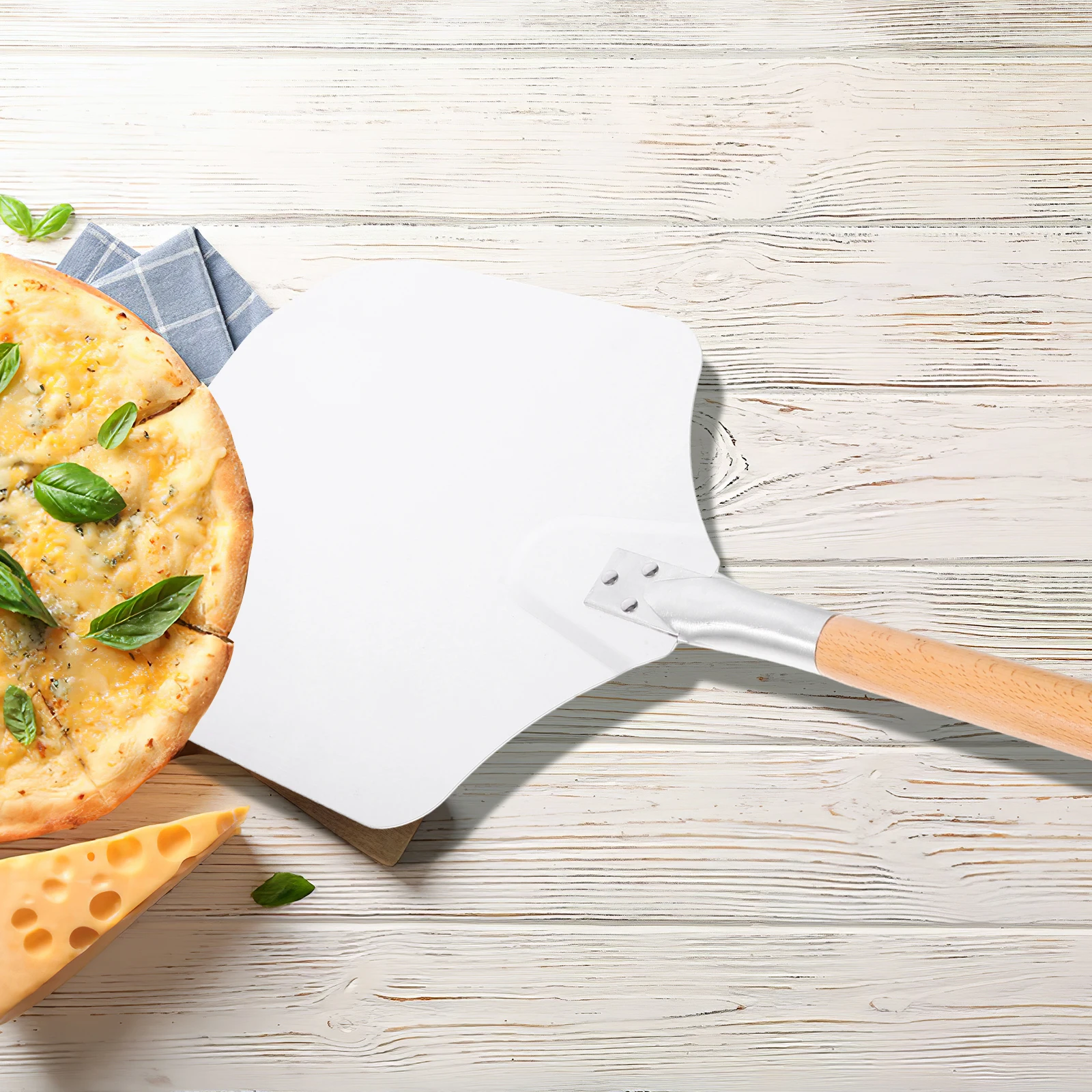 

Portable 30cm Square Pizza Shovel 40cm Wooden Handle Detachable Spatula Baking Tool Cakes Pies Kitchen Aluminum