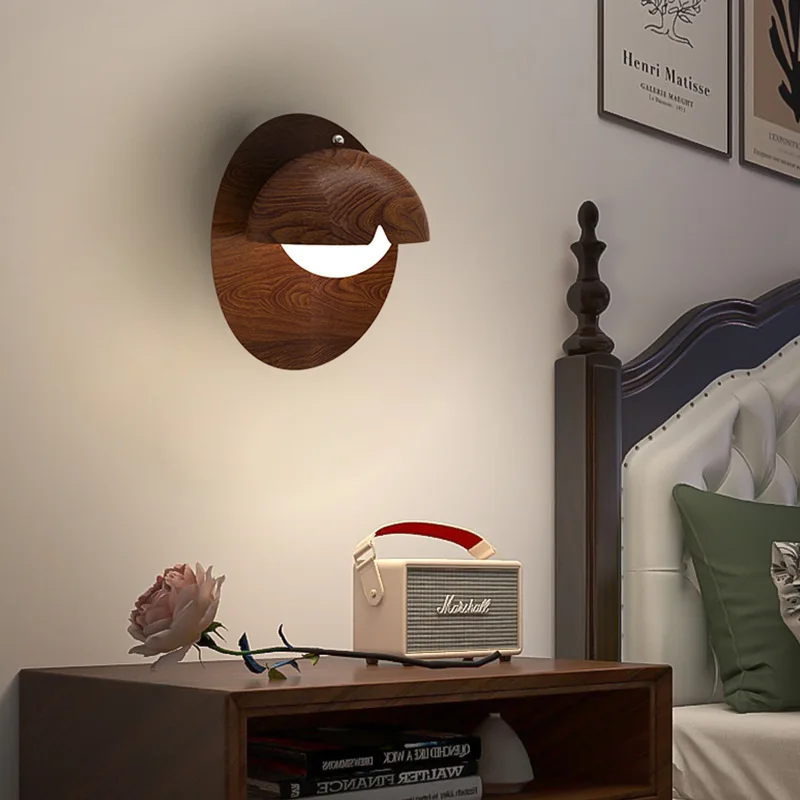 新しい中世風木目調ロッカーアーム、寝室のベッドサイドウォールランプ、書斎用ウォールランプ