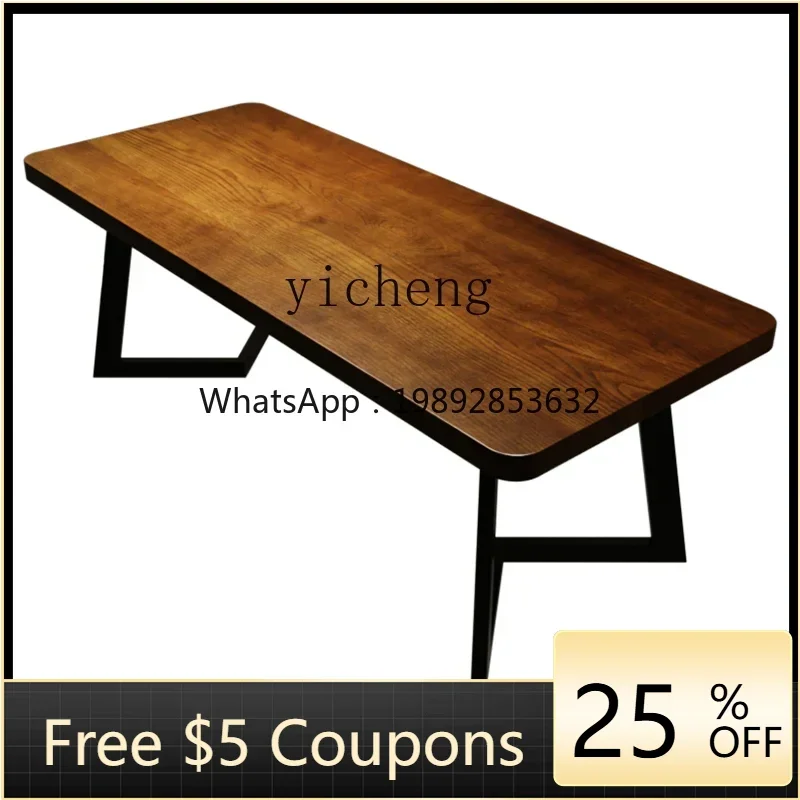 

1ZWS. Ash wood home study table workbench minimalist rectangular dining table and chair combination