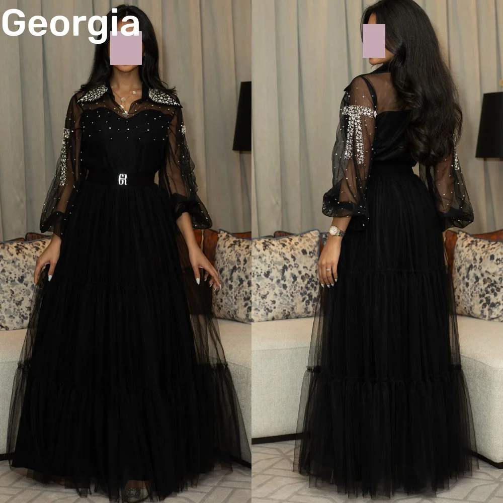 

Customize Formal Dresses A-Line Square Neckline Beadings Women'S Evening Dresses Floor-Length Zipper Up Wedding Dress Long Sleev