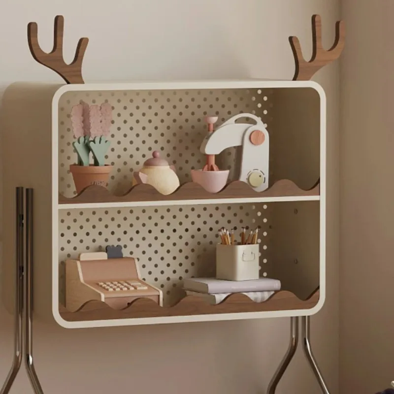 Movable Animal Kids Bookshelf, Multi-Layer Cream Creative Picture Book Storage Rack, Iron Floor Stand for Living Room Nursery