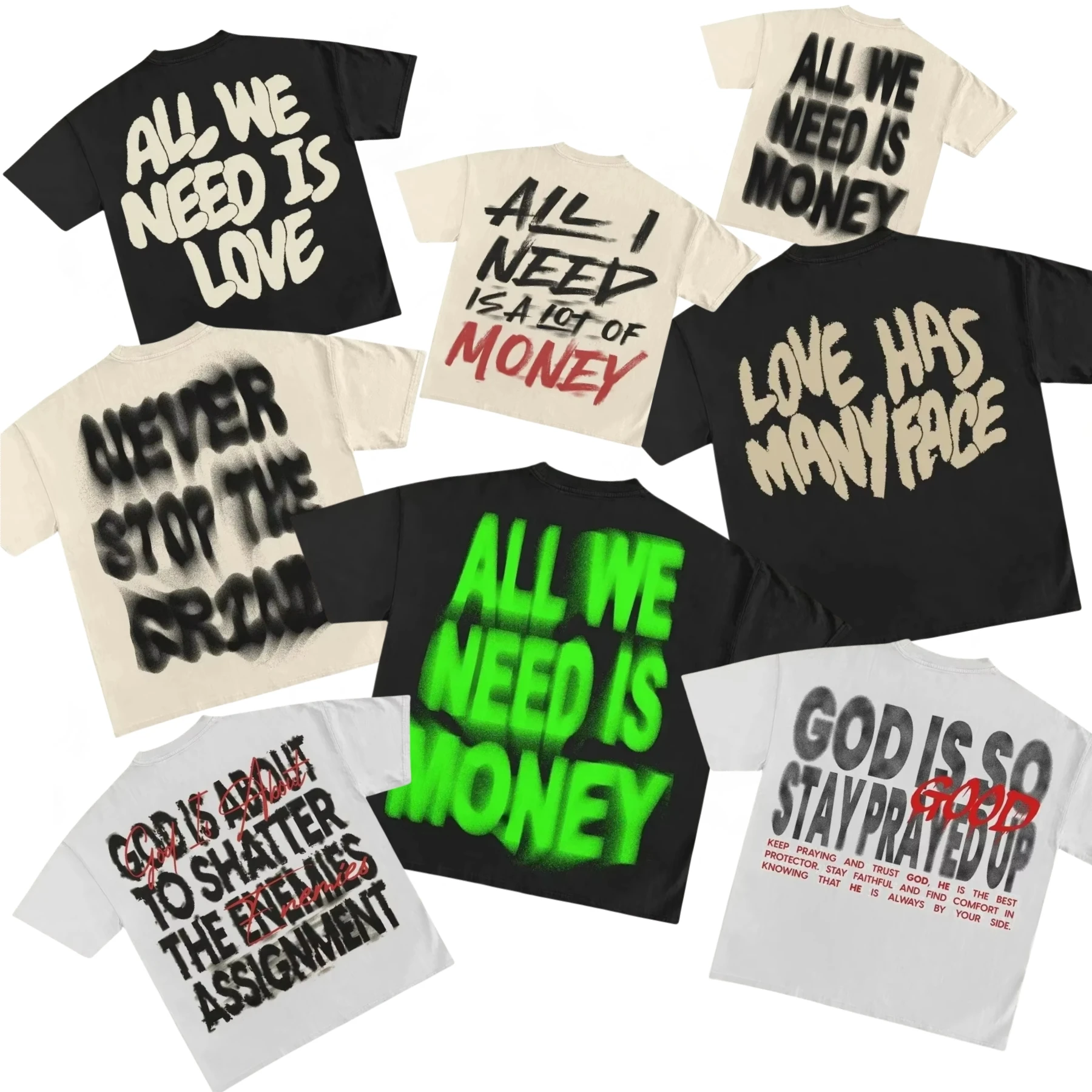 

Street wear crew neck T-shirt unisex trend hip-hop graphic printing loose cotton T-shirt new gothic high quality short sleeve