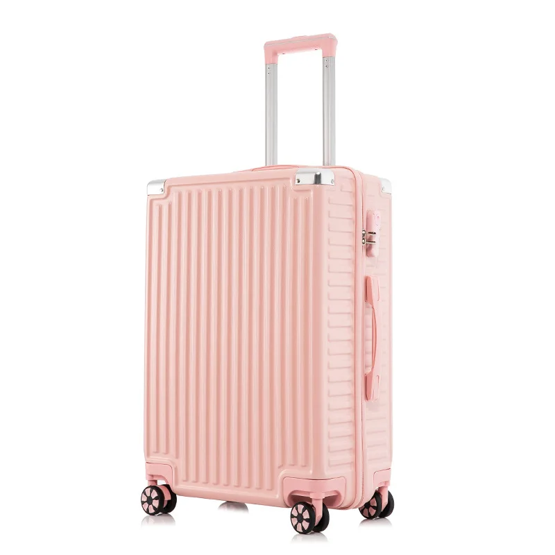 Internet Hot New Female Student Trolley Case Universal Wheel Luggage Aluminum Corner Luggage 24-Inch 26-Inch Suitcase with Combi