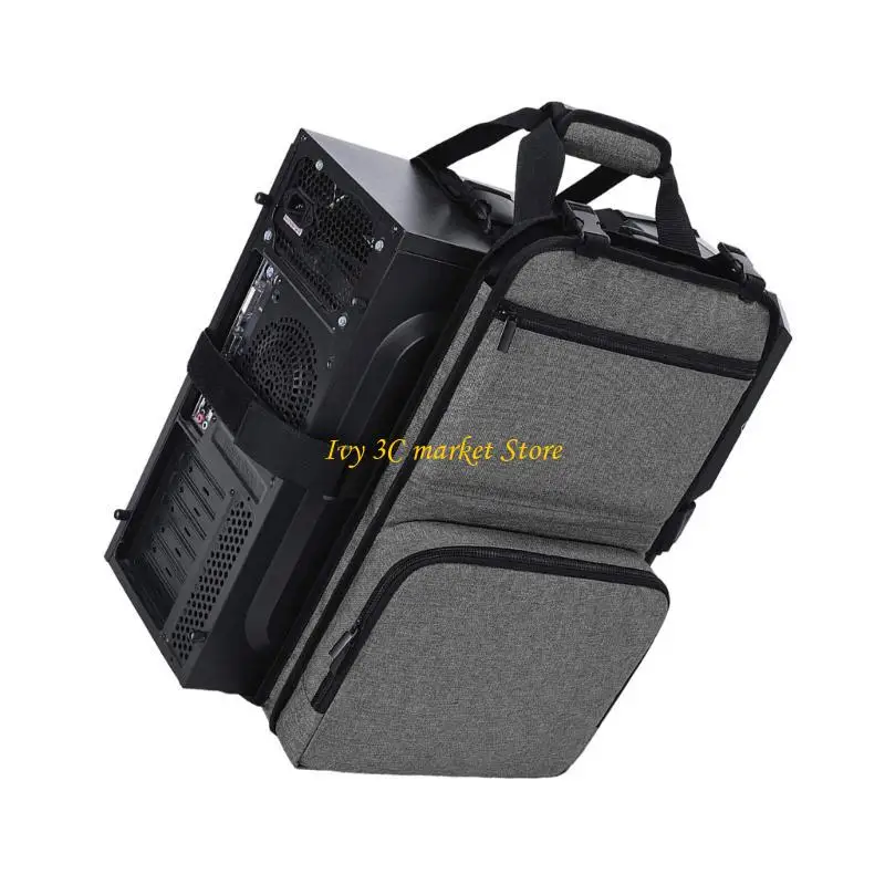 

D7YC PC Tower Carrying Strap with Handle Desktop Computer Case Belt Holder Pocket for